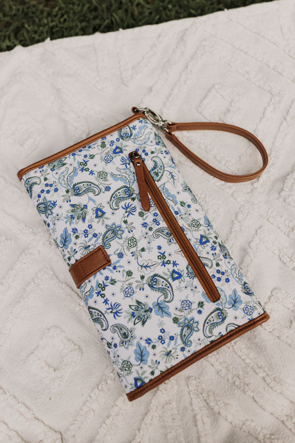 Change Mat Clutch - Blue Paisley/Tan