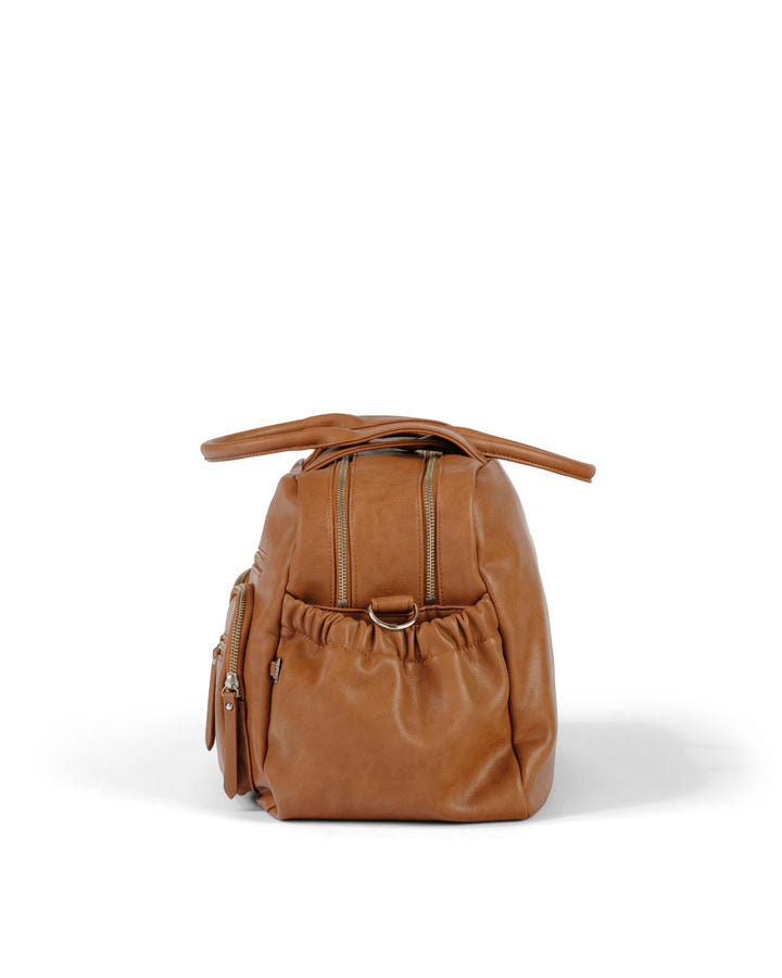 Vegan Leather Carry All Nappy Bag - Tan
