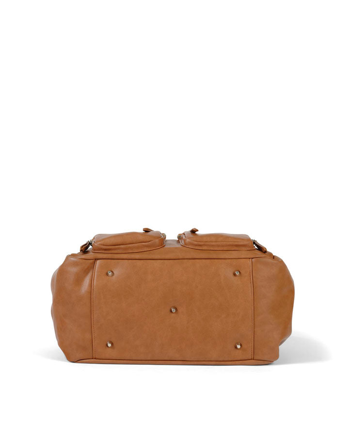 Vegan Leather Carry All Nappy Bag - Tan