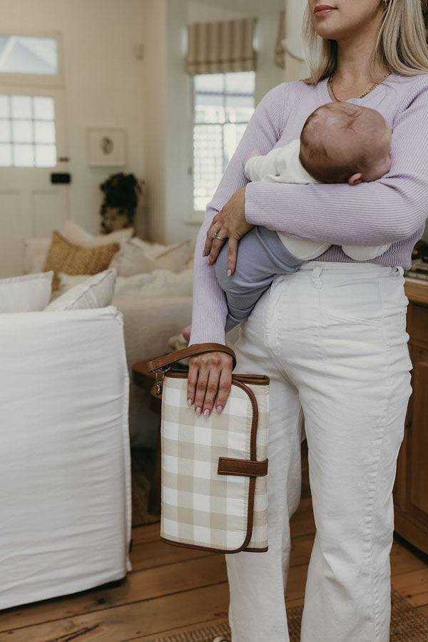 Change Mat Clutch - Beige Gingham