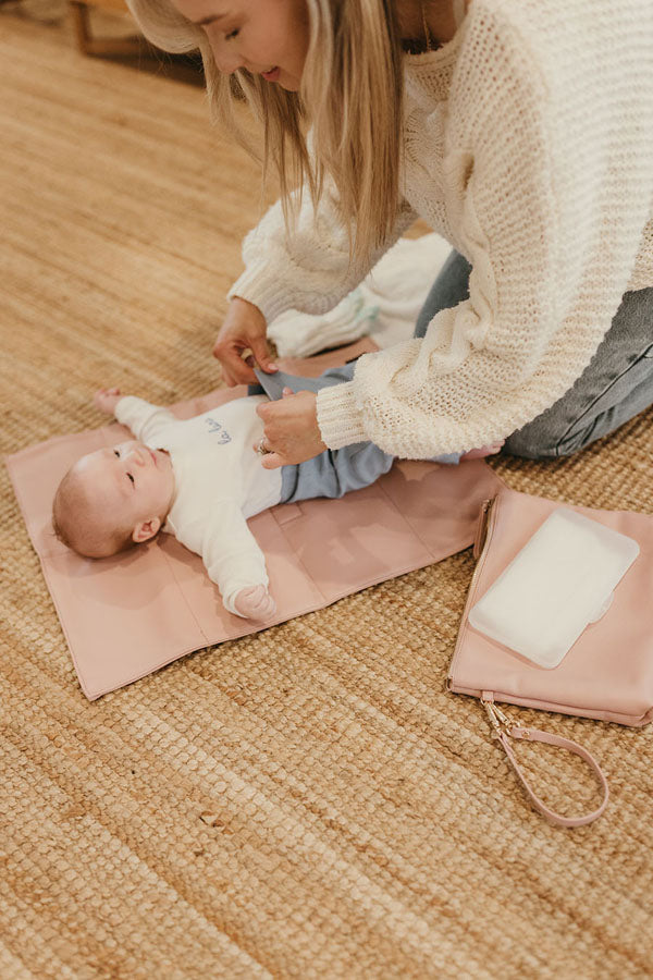 Nappy Changing Pouch - Pink Vegan Leather