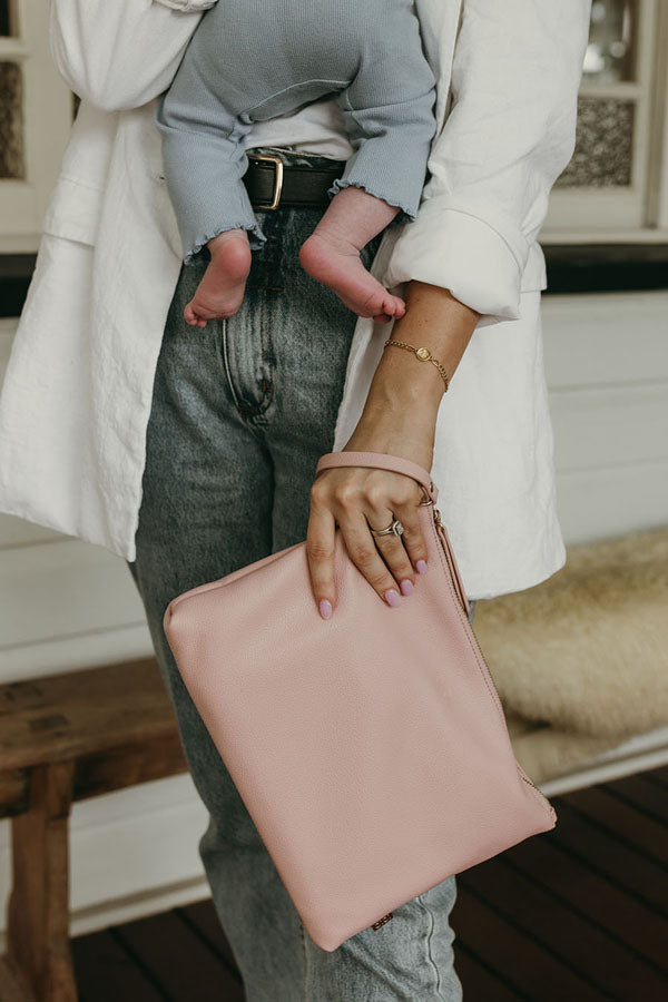 Nappy Changing Pouch - Pink Vegan Leather