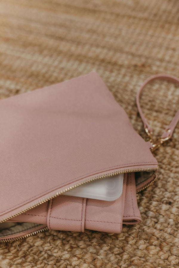 Nappy Changing Pouch - Pink Vegan Leather