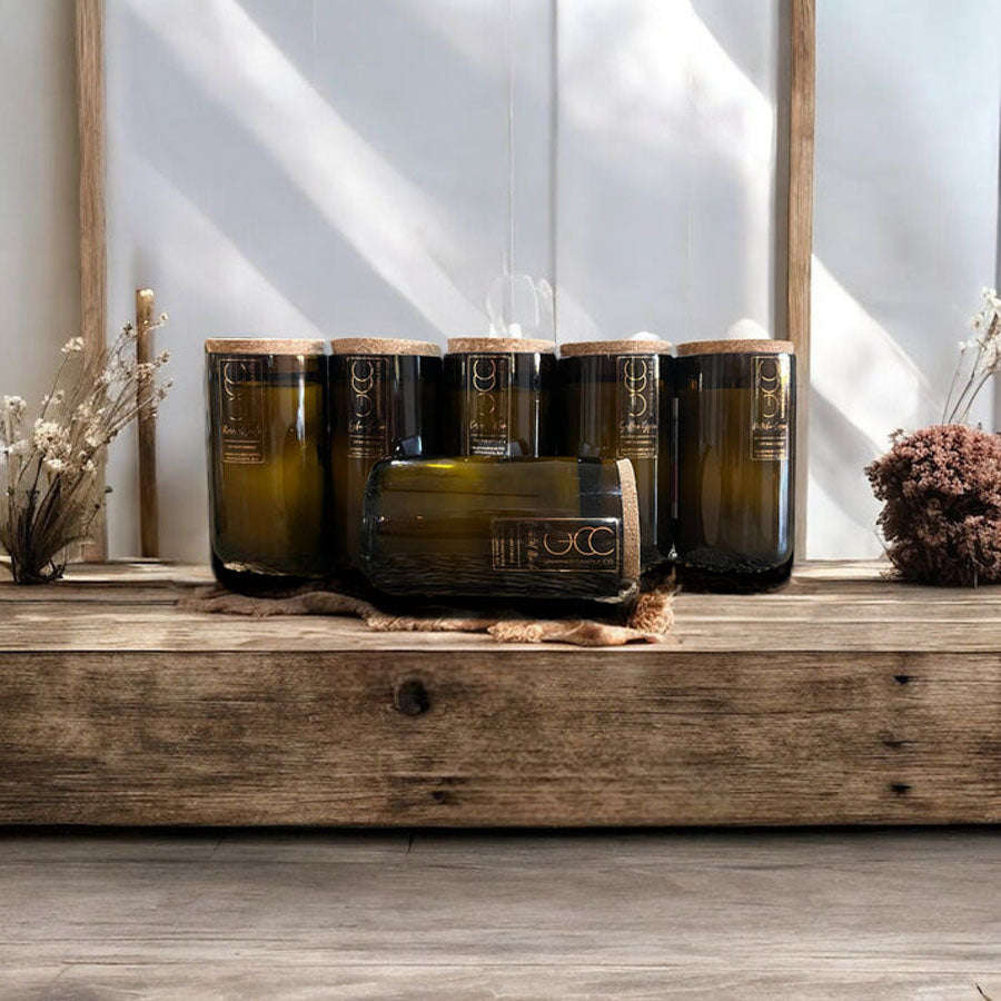 Unwined Wine Bottle Candle - Moss + Woods