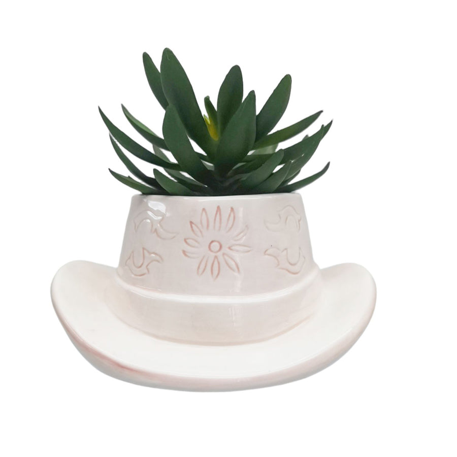 Cowboy Hat Planter - Pink 20cm