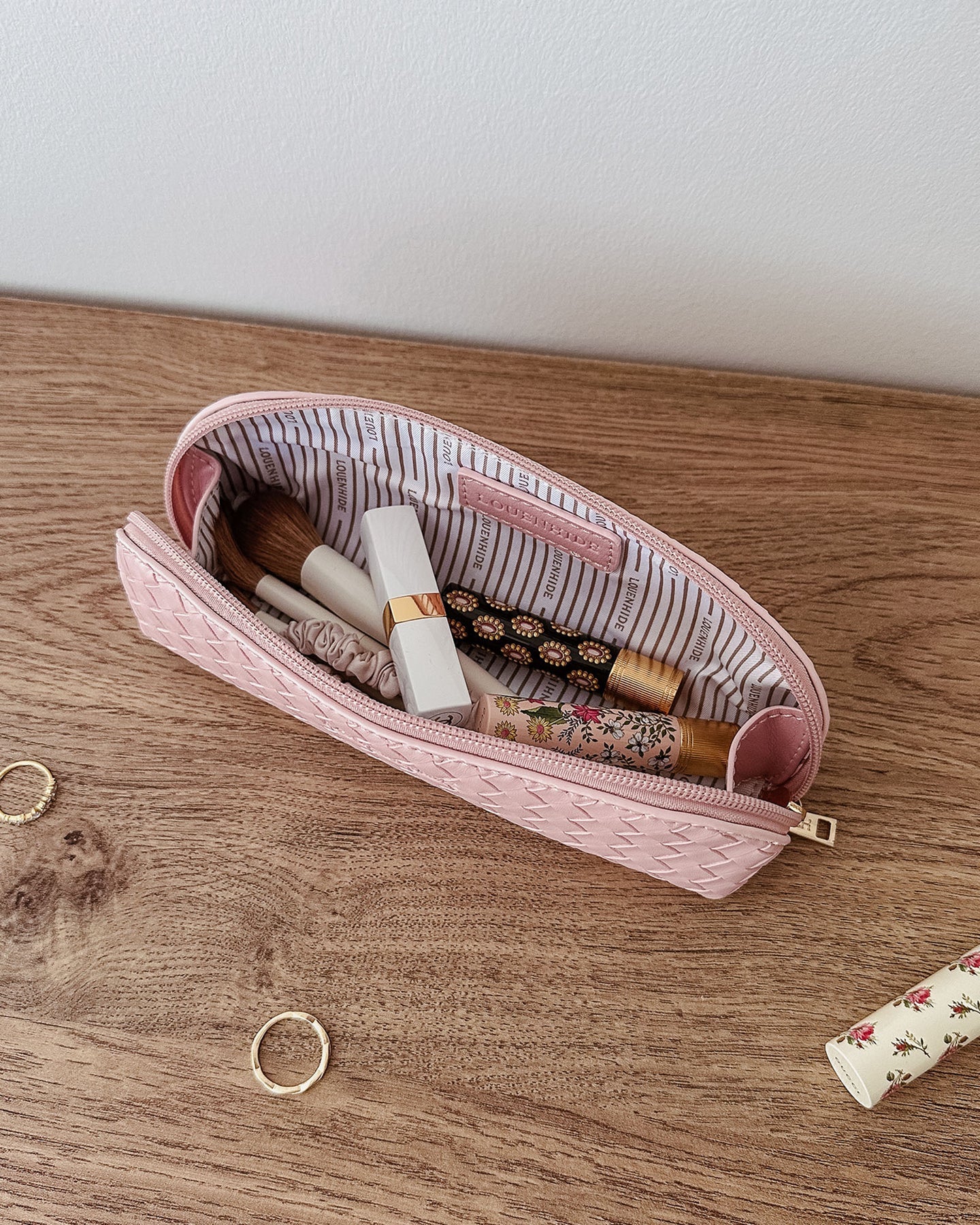 Jayne Woven Makeup Bag - Pink