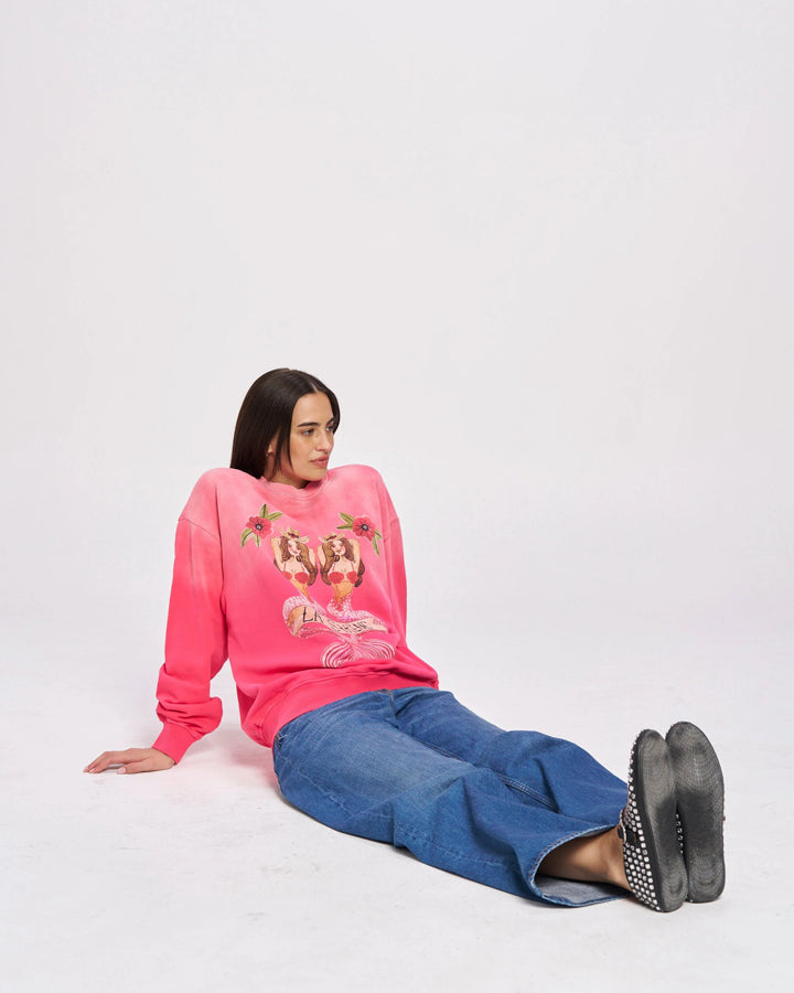 Mermaid La Sirene Crew Neck - Rose Red Sun Fade
