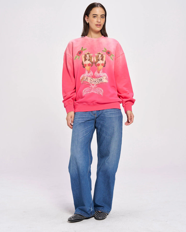 Mermaid La Sirene Crew Neck - Rose Red Sun Fade