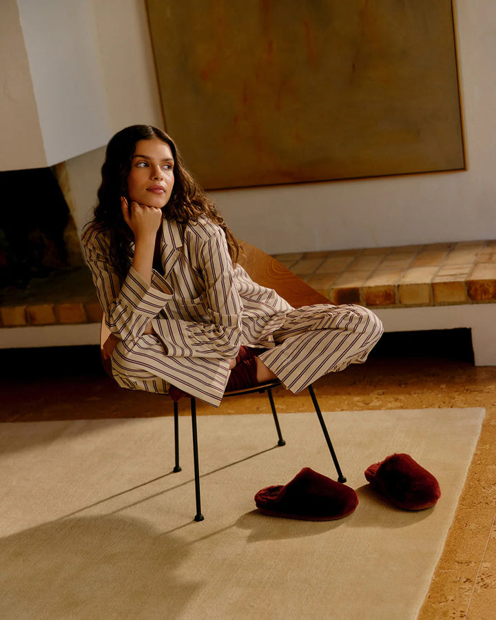 Hommey Sheepskin Slippers - Wine