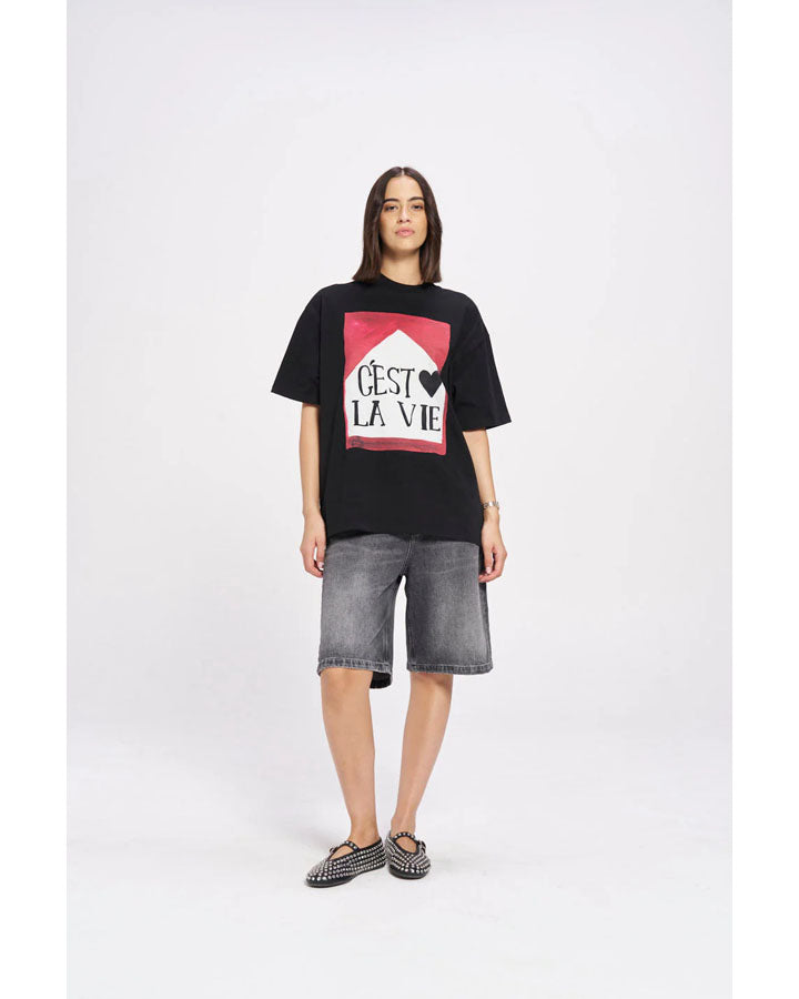 C'est La Vie Oversize Tee - Black
