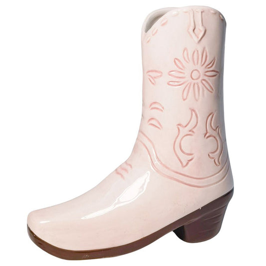 Cowgirl Boot Vase - Pink 19cm