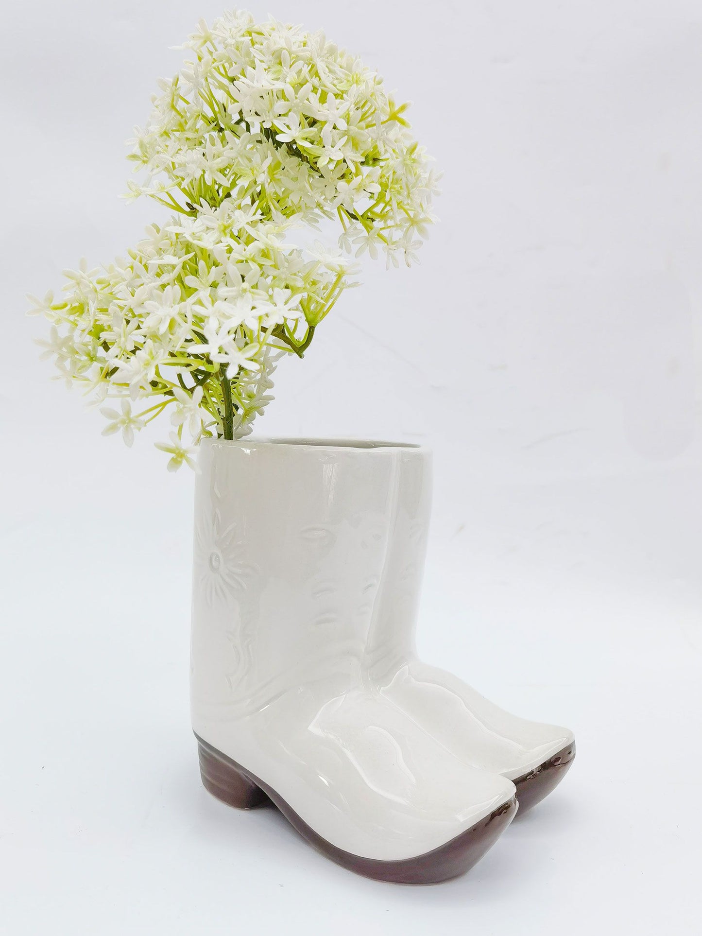 Cowboy Boots Planter - White 16cm