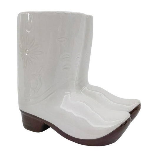 Cowboy Boots Planter - White 16cm