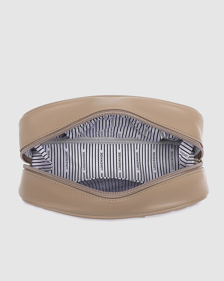 Lacey Quilted Makeup Bag - Coffee