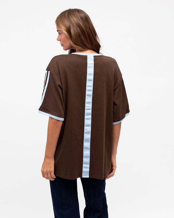 Layla Tee - Choc/Blue