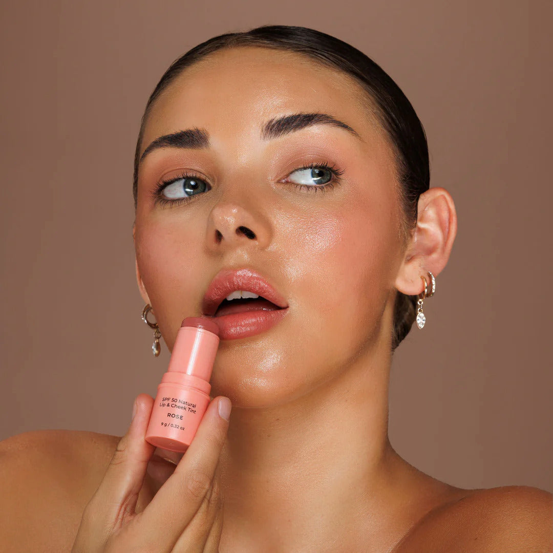SPF 50+ Natural Lip & Cheek Tint - Rose 9g