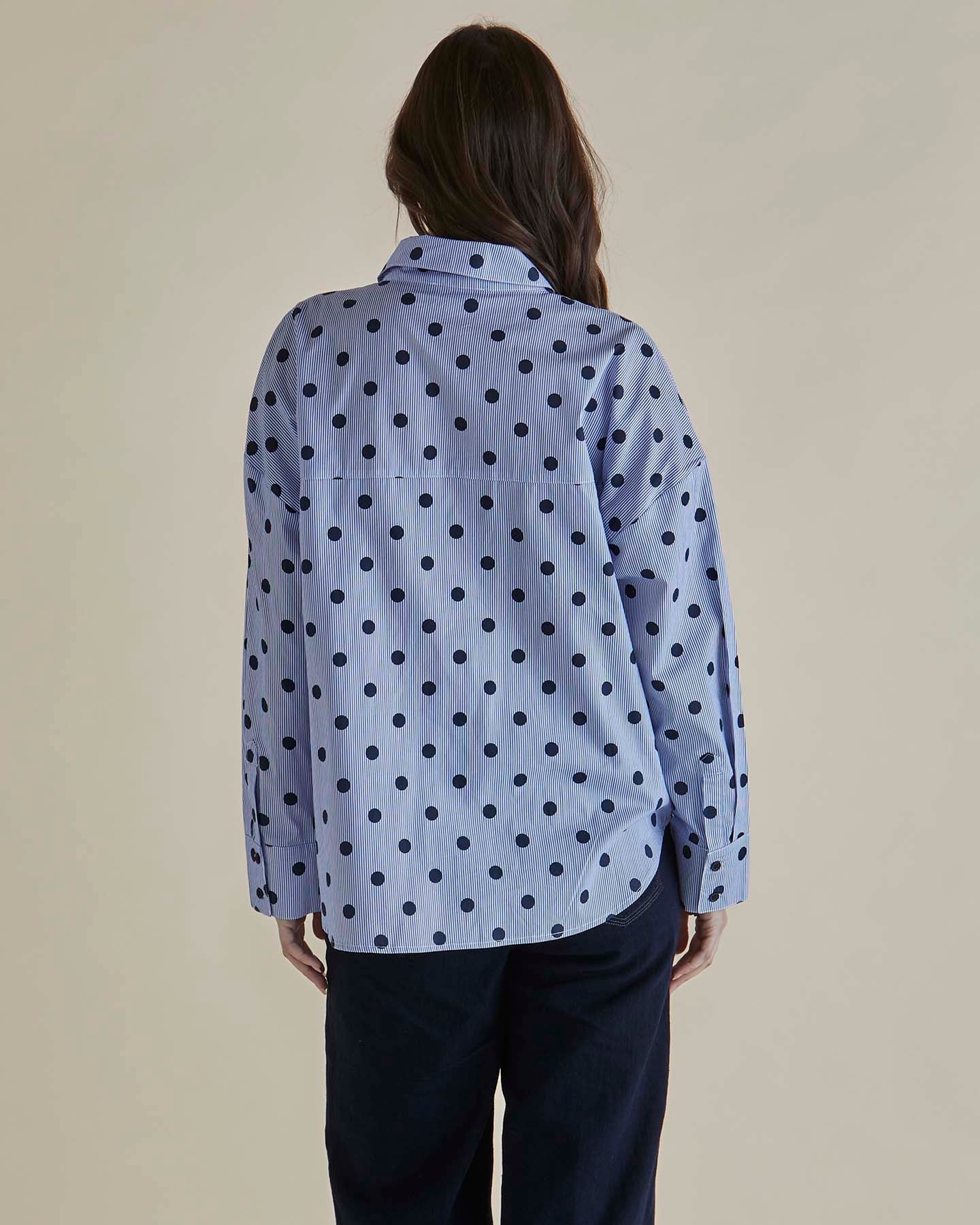 Sage Shirt - Polka Dot Stripe