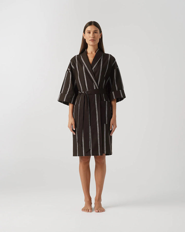 Cotton Ramie Robe - Chocolate