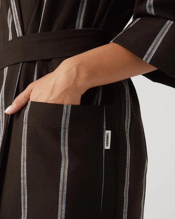 Cotton Ramie Robe - Chocolate