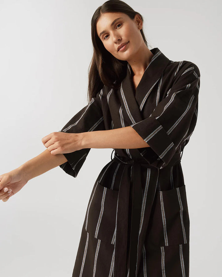 Cotton Ramie Robe - Chocolate