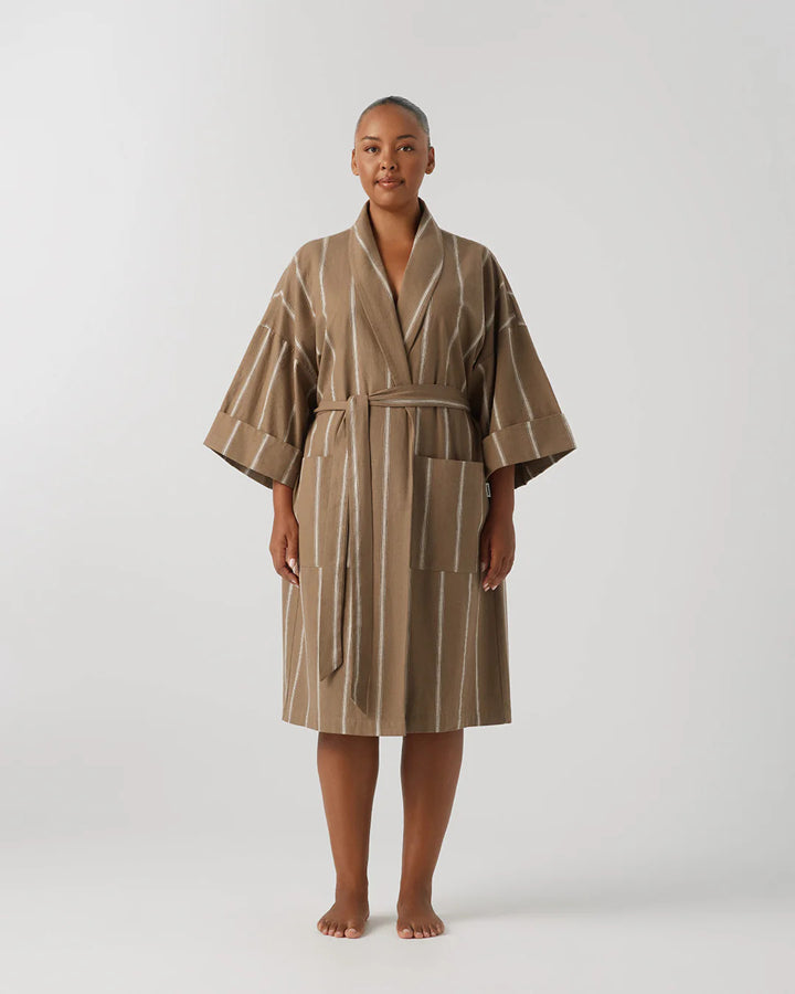 Cotton Ramie Robe - Hazlenut