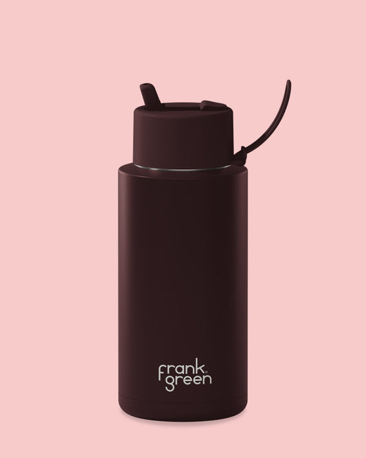 34oz Reusable Bottle (flip straw) - Chocolate