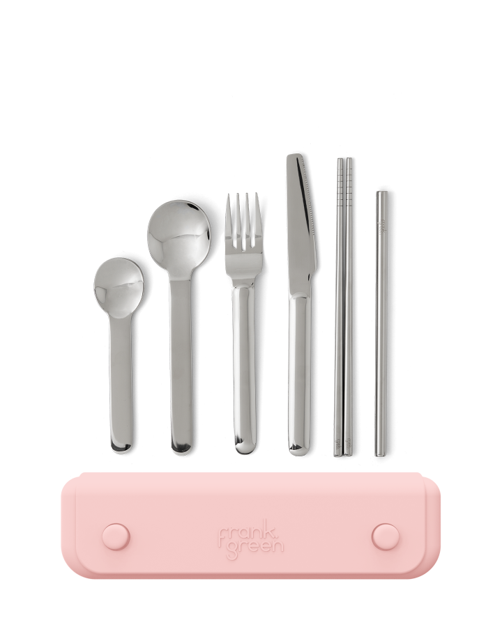6 Piece Cutlery Set with Pouch - Blushed
