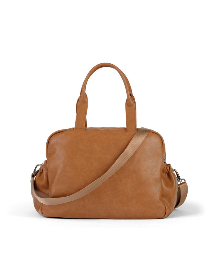 Vegan Leather Carry All Nappy Bag - Tan