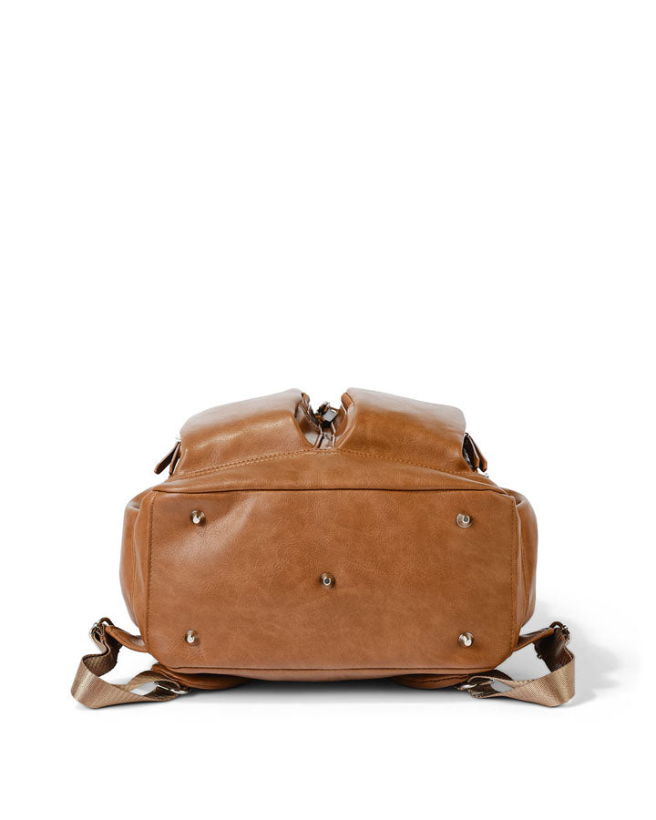 Signature Nappy Backpack - Tan Vegan Leather