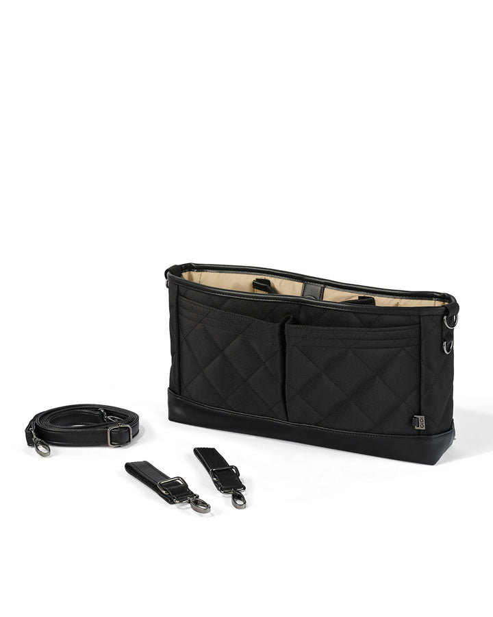 Stroller Organiser/Pram Caddy - Black Diamond Quilt