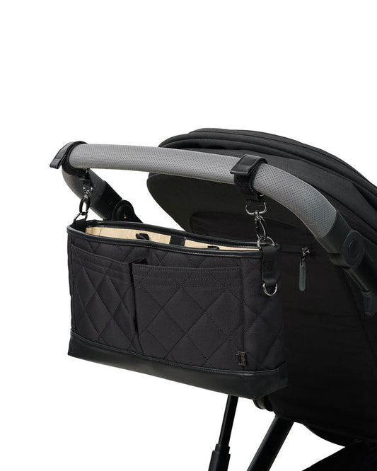 Stroller Organiser/Pram Caddy - Black Diamond Quilt