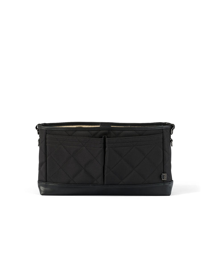 Stroller Organiser/Pram Caddy - Black Diamond Quilt