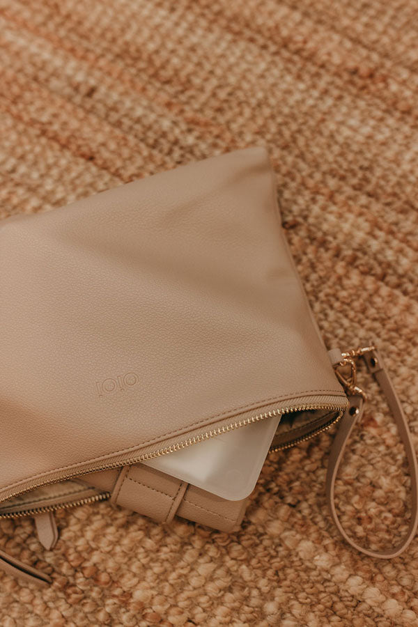 Nappy Changing Pouch - Oat Vegan Leather