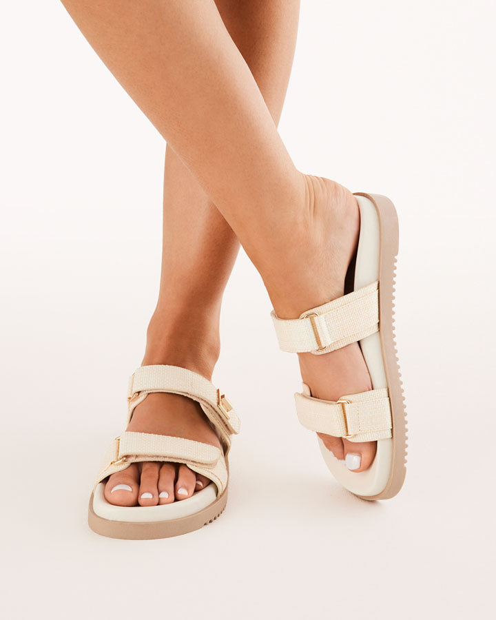 Amylee Slide Sandals - Natural Raffia