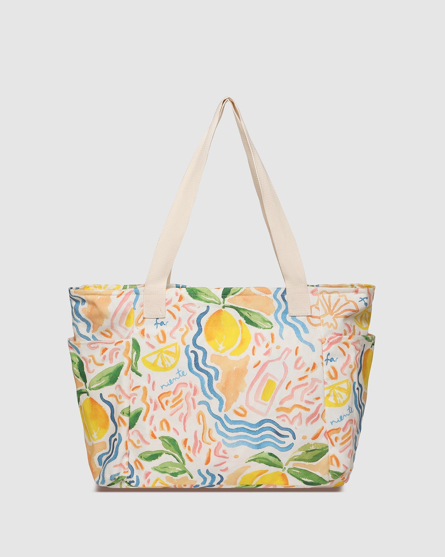 Charlotte Canvas Tote Bag - Lemon Print