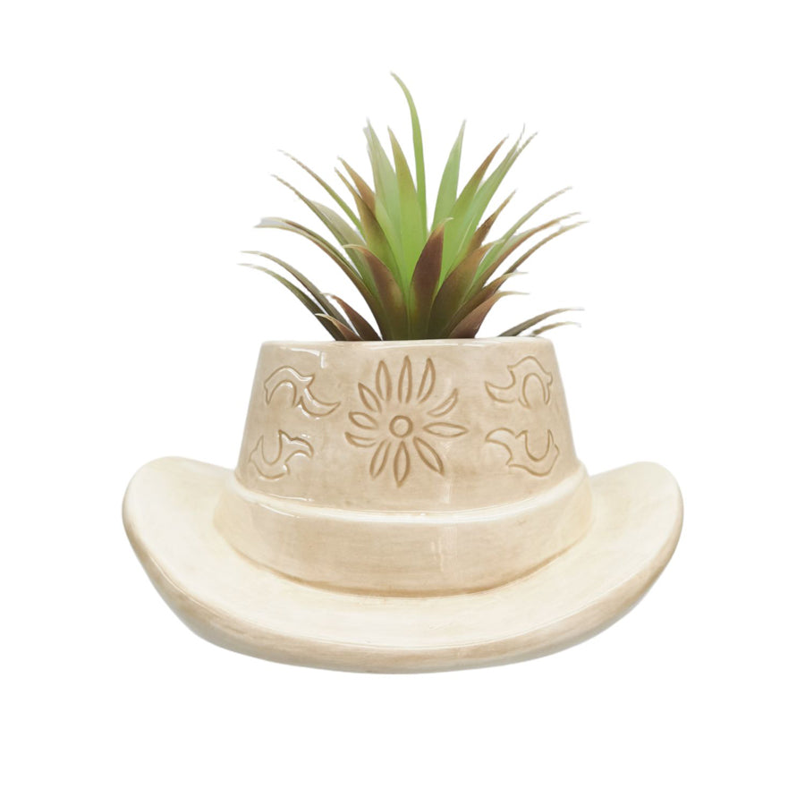 Cowboy Hat Planter - Tan 20cm