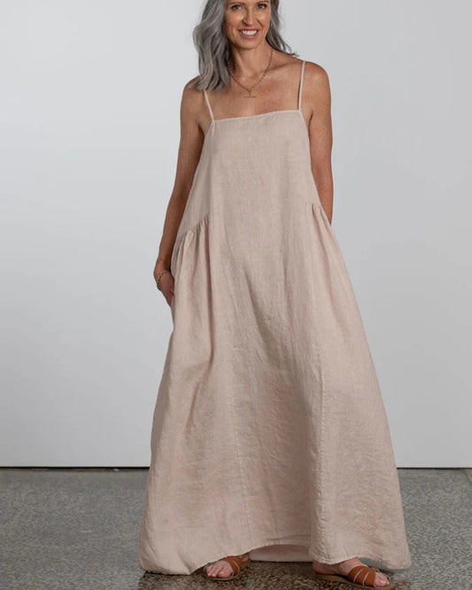 Claudette Linen Maxi Dress - Ocre