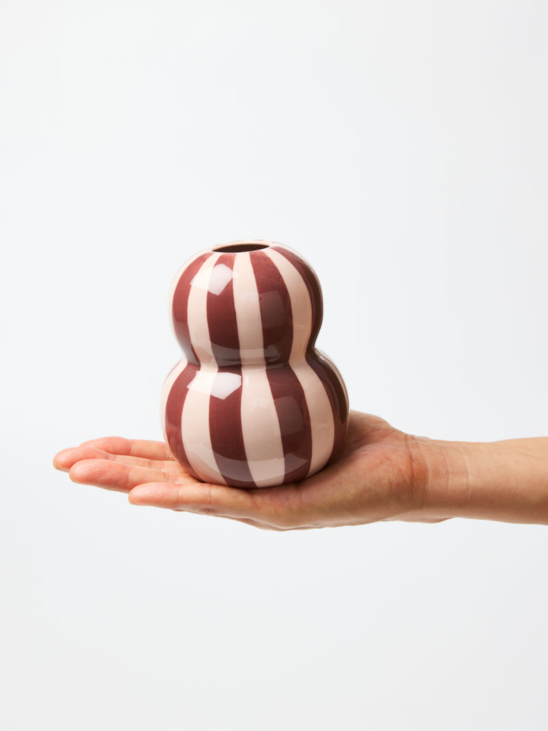 Fonda Vase - Burgundy Pink Stripe