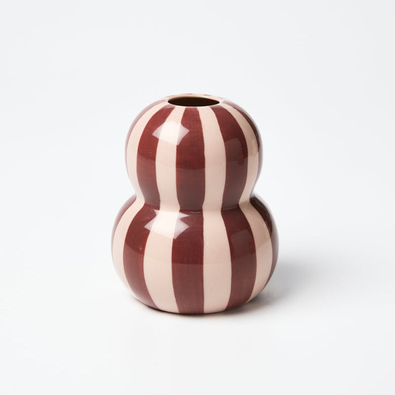Fonda Vase - Burgundy Pink Stripe