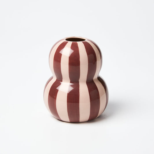 Fonda Vase - Burgundy Pink Stripe