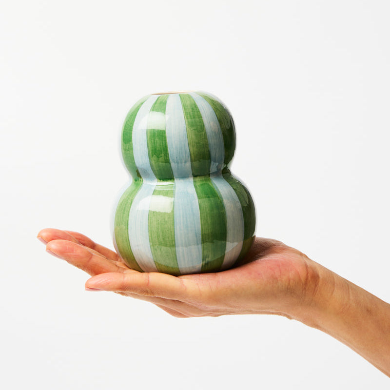 Fonda Vase - Green Blue Stripe