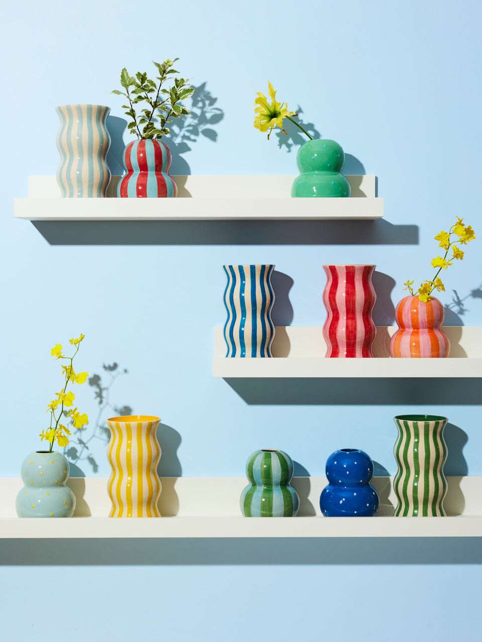 Fonda Vase - Green Blue Stripe