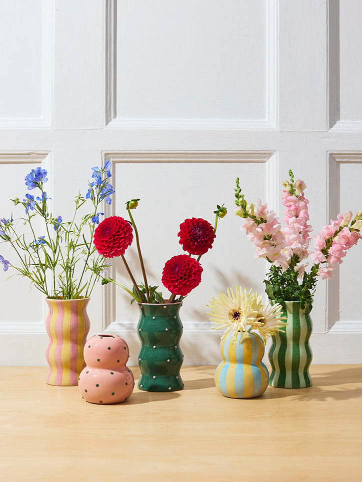 Palma Vase - Tonal Greens Stripe