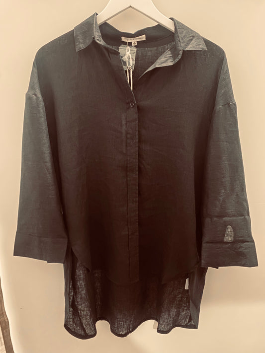 Boyfriend Linen Shirt - Black