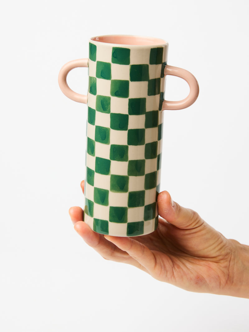 Griffe Bud Vase - Green Check