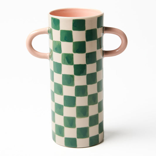 Griffe Bud Vase - Green Check