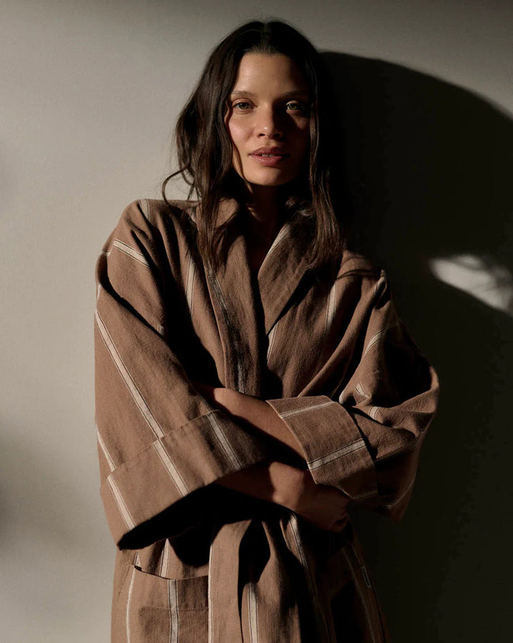 Cotton Ramie Robe - Chocolate