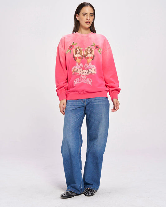 Mermaid La Sirene Crew Neck - Rose Red Sun Fade