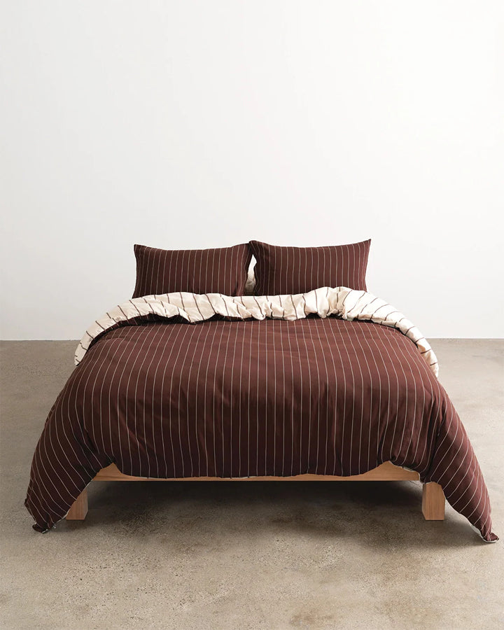King Quilt Cover - Vanilla/Mahogany