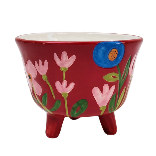 Naive Floral Planter - Red 16cm